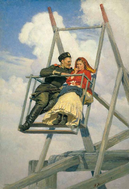 Nikolai Yaroshenko On swing oil painting image